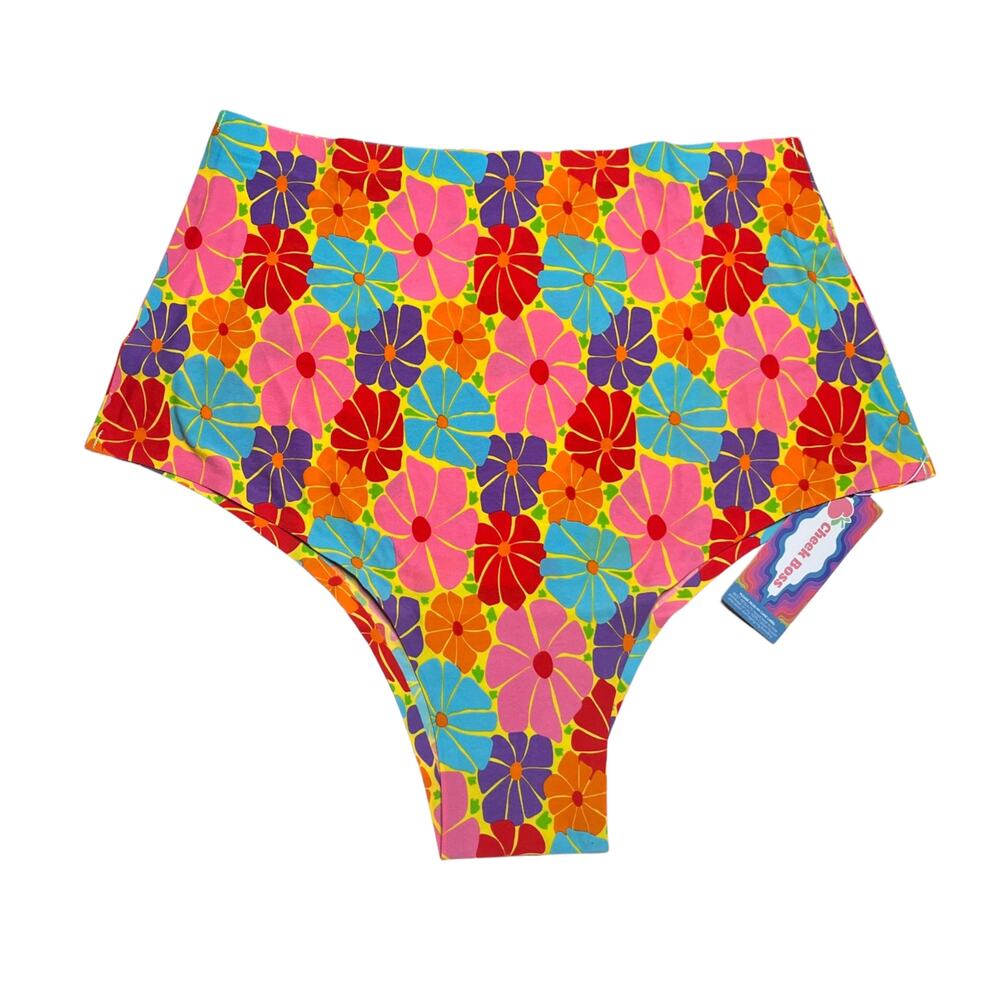 Cheek Boss Super High Waisted Cheeky Rainbow Garden Size XL